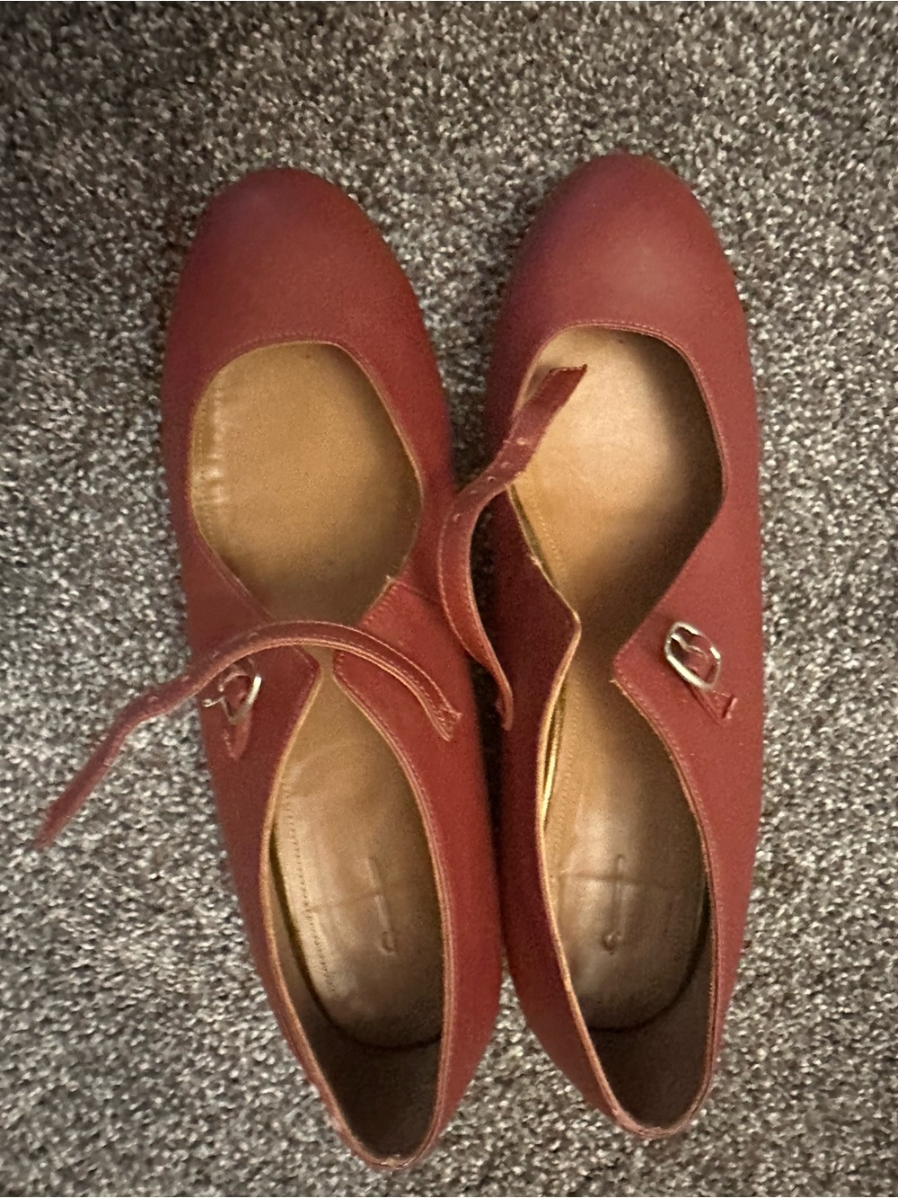 Women’s Burgundy Mary Jane Flats - Classic Strap Design